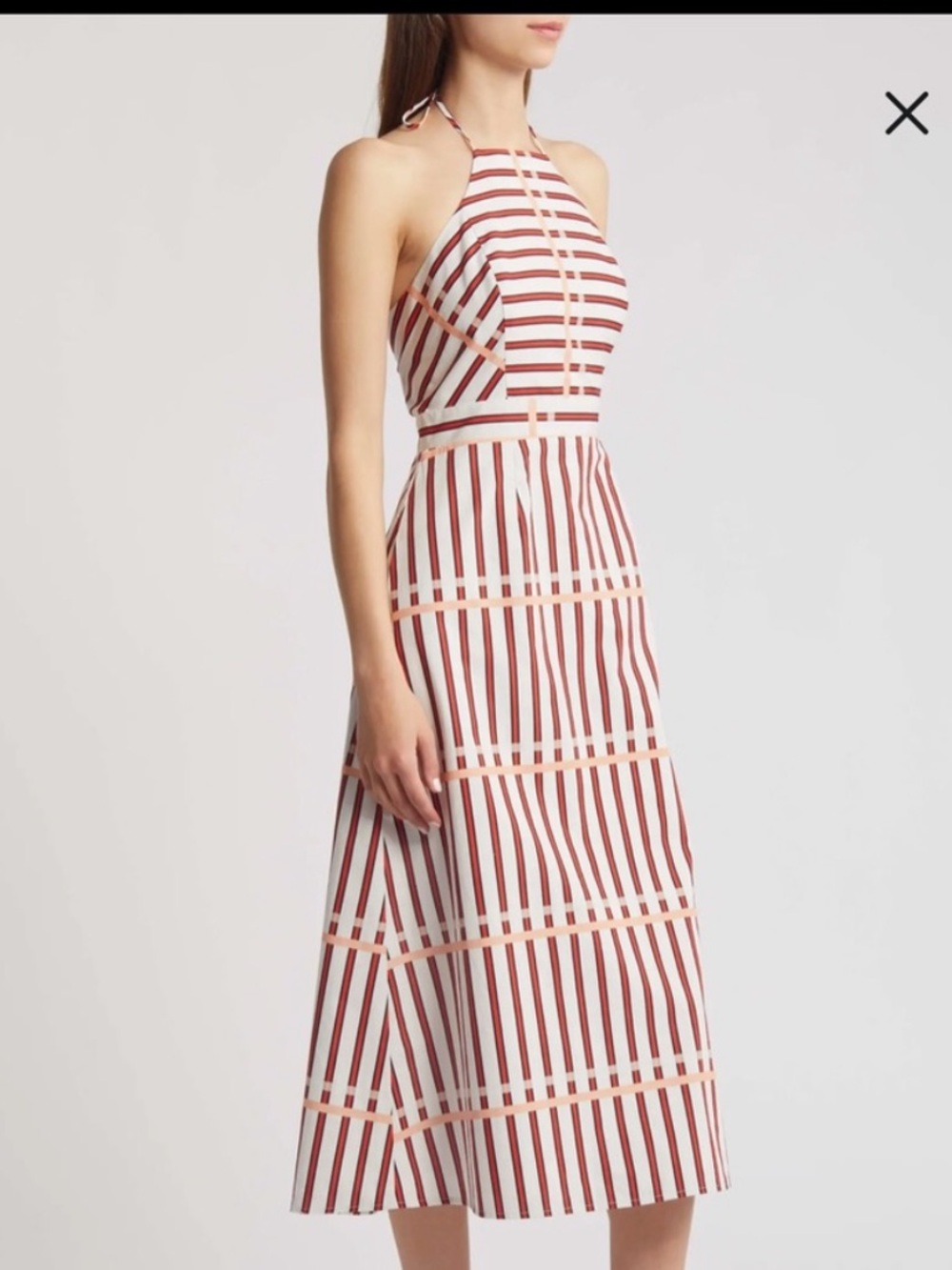 Du Paradis St. Tropez Stripe Halter Neck Midi